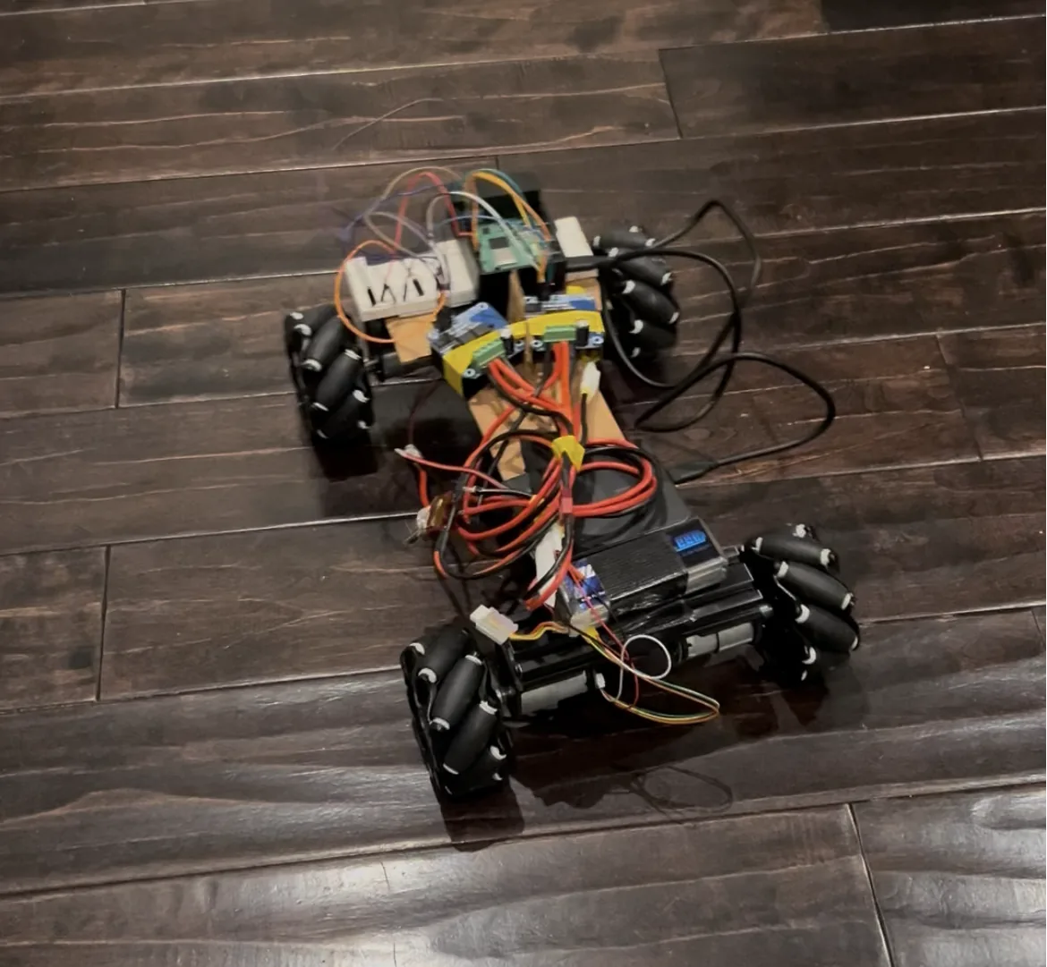 Current four-wheel rover prototype with exposed electronics